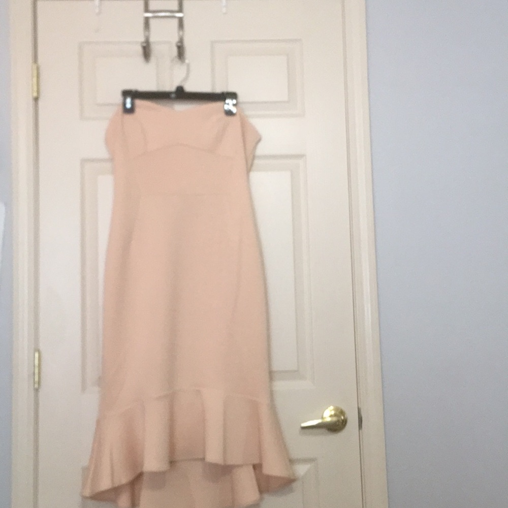 Petal pink strapless pephem dress